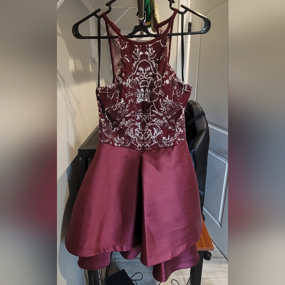 Maroon high low dress